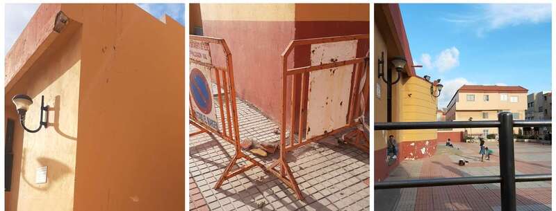 Caída de cascotes en la fachada de la iglesia de La Garita/TA.